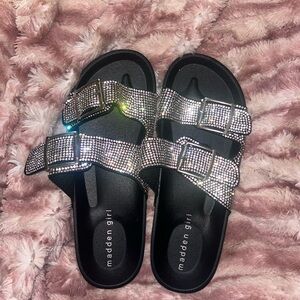 Madden Girl sparkle strap black sandals